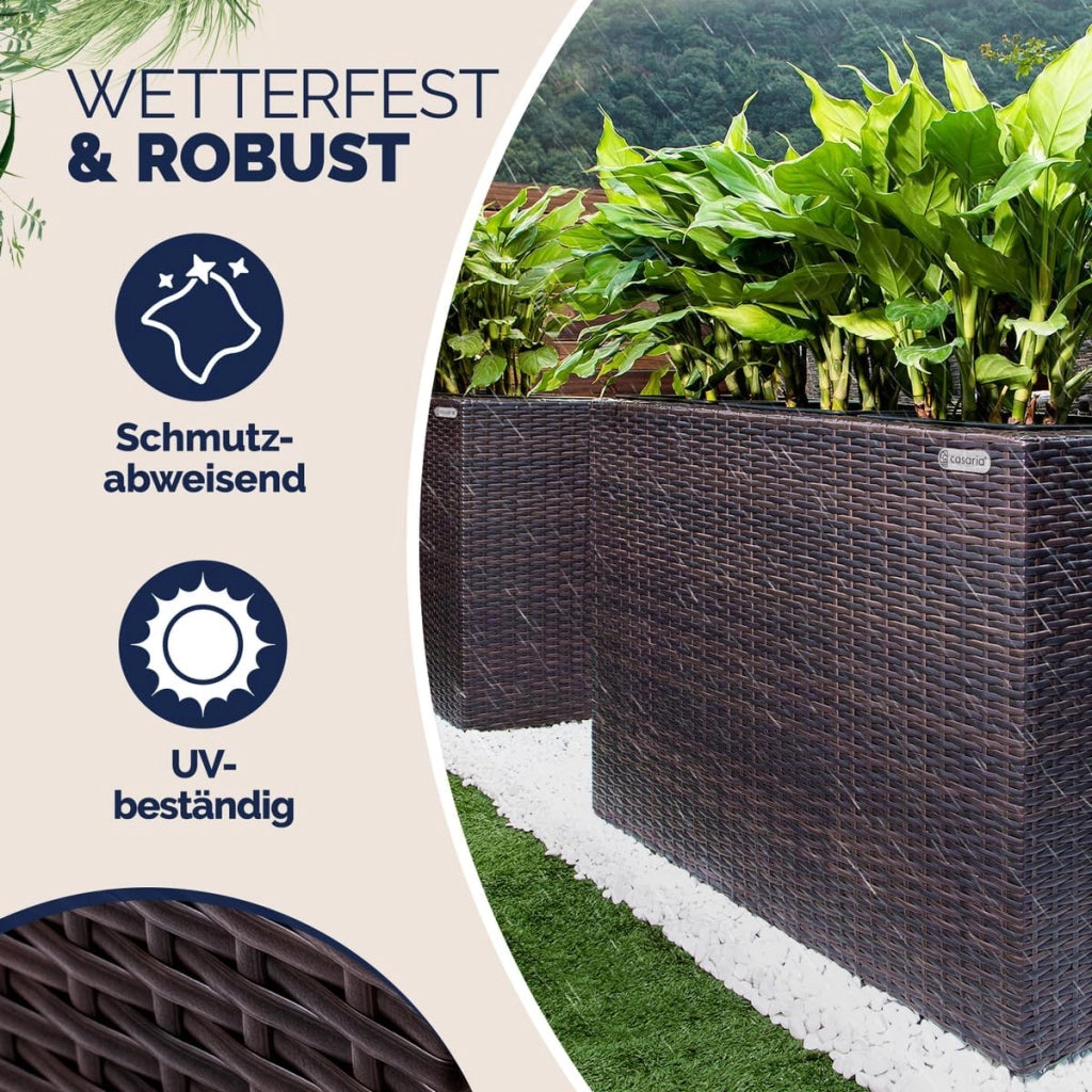 ® Fioriera 3 Vasi 83 x 30,5 x 60 cm Polyrattan Portafiori Giardino Esterno Interno Drenaggio Acqua Arredo Giardinaggio