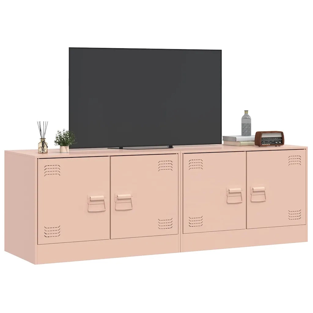 Mobili TV 2 pz Rosso 67x39x44 cm in Acciaio 841634