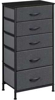 Compartimento a muro con 5 ripiani - Organizzatore con struttura metallica - Per camera da letto, soggiorno o ingresso - Cassetto stivabile - Grigio scuro - Leggero e stabile - 53x45x95 cm