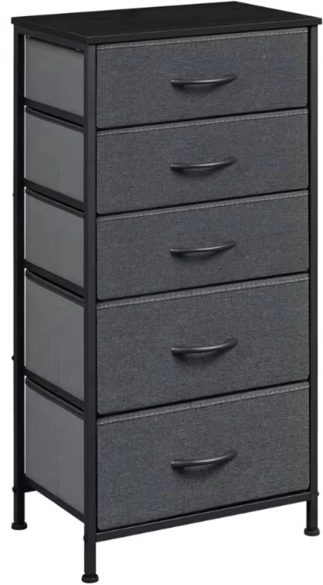Compartimento a muro con 5 ripiani - Organizzatore con struttura metallica - Per camera da letto, soggiorno o ingresso - Cassetto stivabile - Grigio scuro - Leggero e stabile - 53x45x95 cm