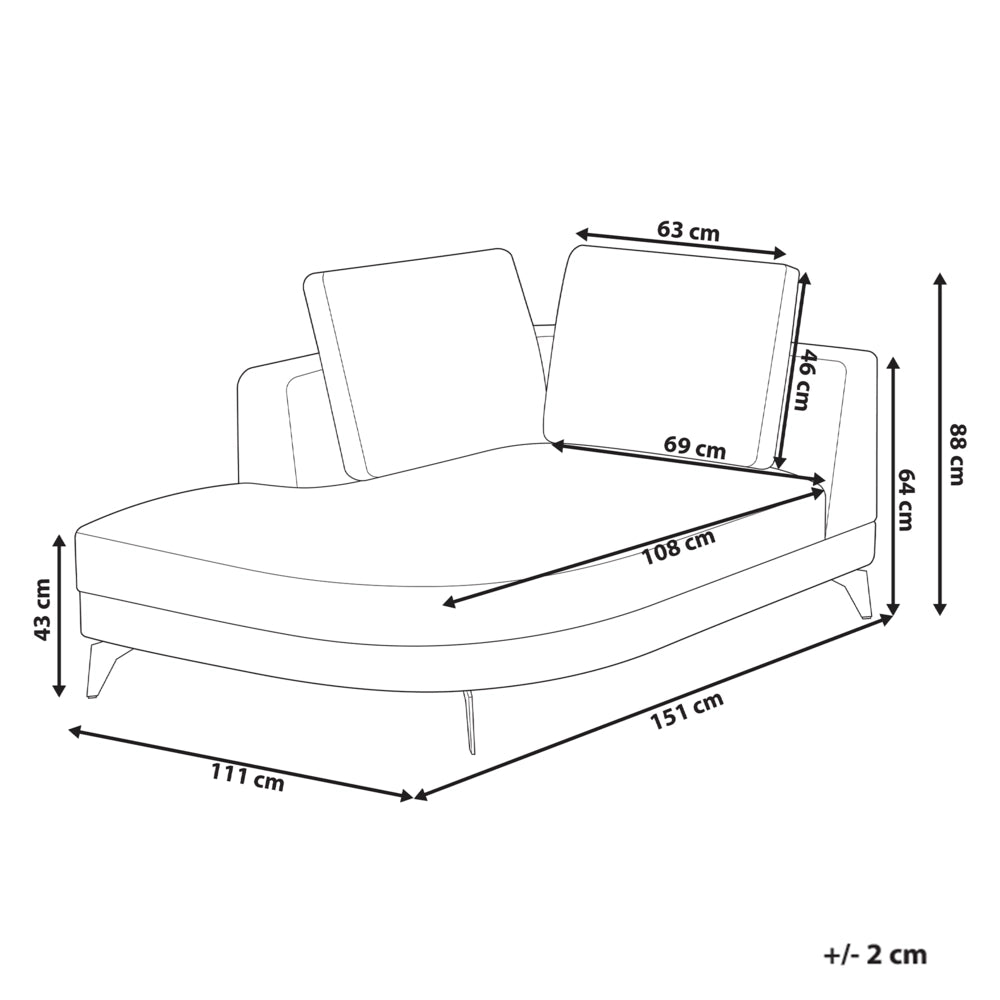 Chaise longue con rivestimento in lino sintetico idrorepellente Gambe in ferro nero con cuscini Grigio lato destro stile moderno