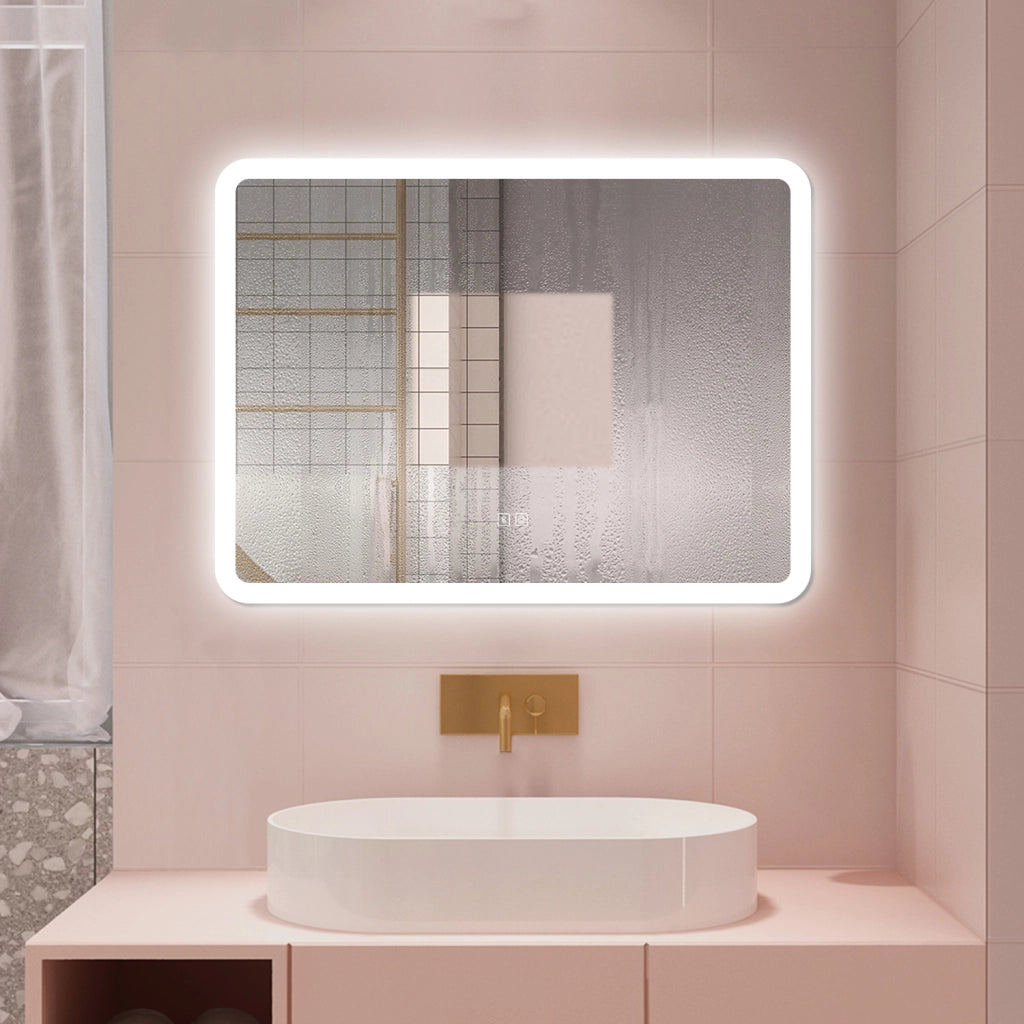 AICA Specchio da bagno  80 x 60 cm, dimmerabile, Blue tooth, Funzione Memoria, antiappannamento, 3 colori