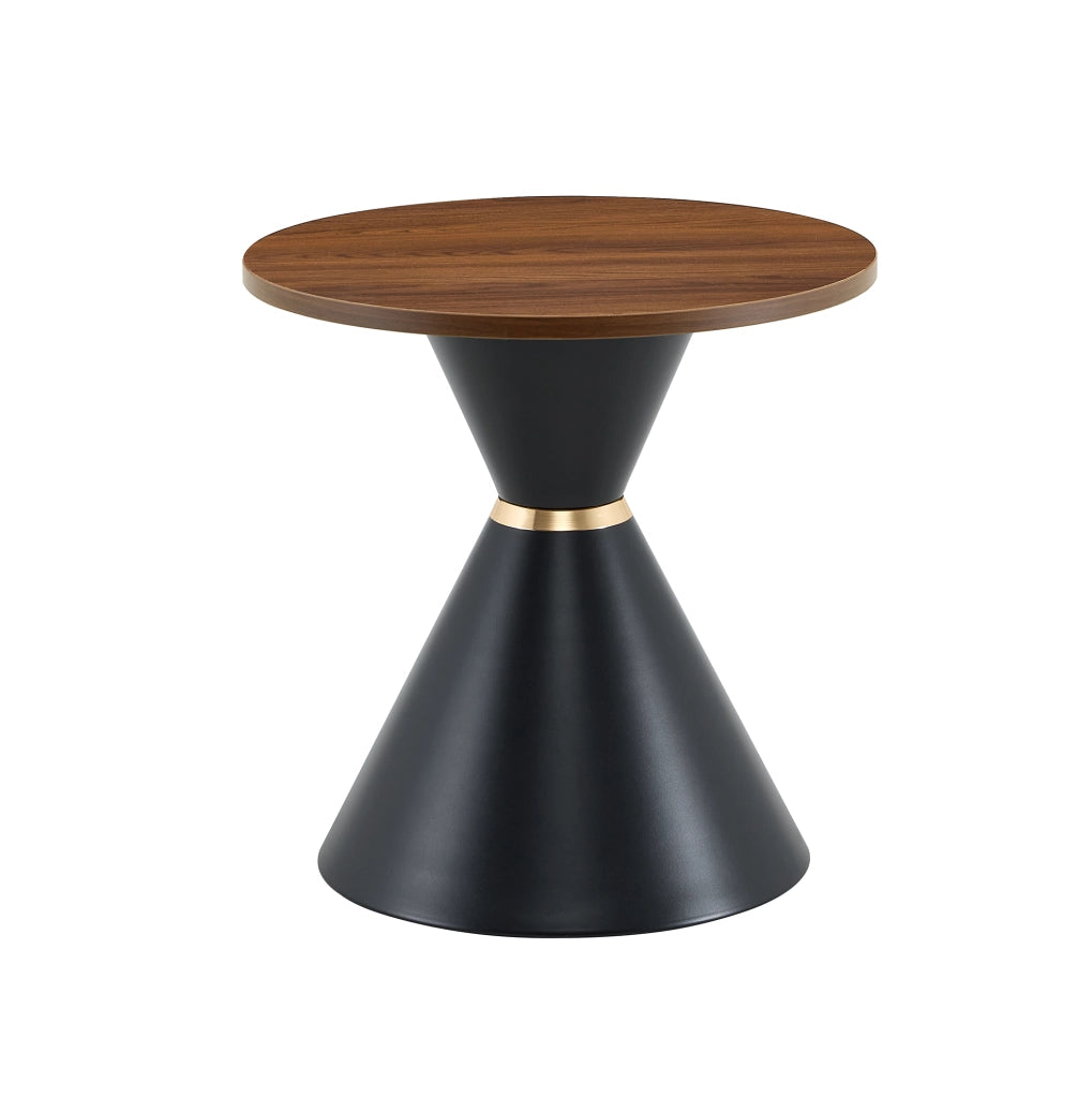 Set di 2 tavolini da caffè con design conico; in metallo; walnut e nero