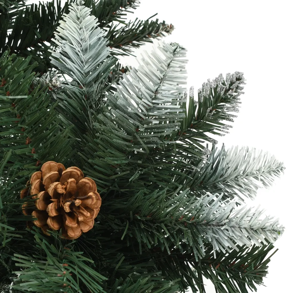 Albero di Natale Artificiale Pigne e Brillantini Bianchi 210 cm 284319
