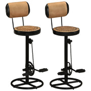 Sgabelli da Bar 2 pz con Stampa Marrone e Nero Pelle di Capra cod mxl 55985