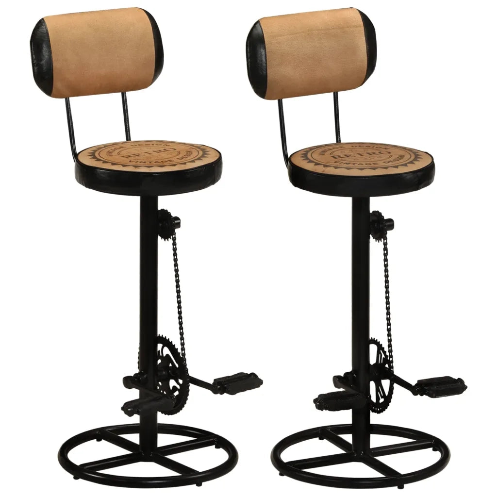 Sgabelli da Bar 2 pz con Stampa Marrone e Nero Pelle di Capra cod mxl 55985