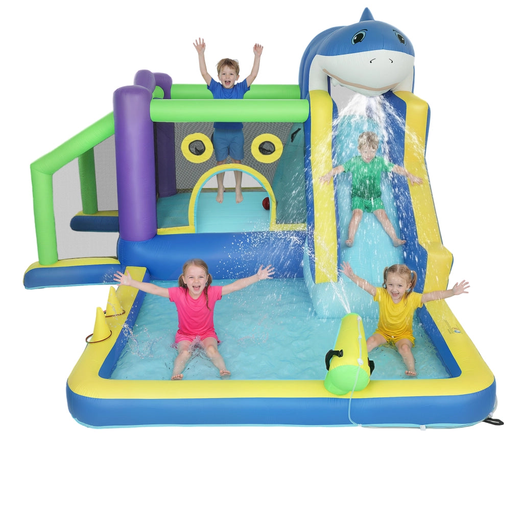 Piscina Gonfiabile Bambini con Scivolo Squali ¨C Zephmum ¨C Verde