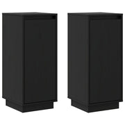 Credenze 2 pz | Madia | Buffet da pranzo | Armadio da pranzo Nere 31,5x34x75 cm in Legno Massello di Pino