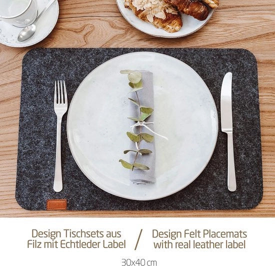 Set di 6 placchette in velluto 44x30 cm - Materiale velluto e pelle - Lavabile