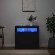 Credenza con Luci LED-Buffet-Armadio da cucina Nera 80x35x75 cm