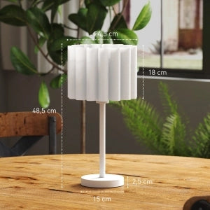 Lampada da tavolo in plastica bianca con paralume ondulato, attacco E27, interruttore a pulsante, Ø25 x 48,5H cm