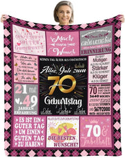 Regalo per il 70° compleanno donna, dono per la donna dei 70 anni, doni per donne settantenni, coperta di compleanno 150x130cm, dono per nonna compleanno, decorazione per il 70° compleanno