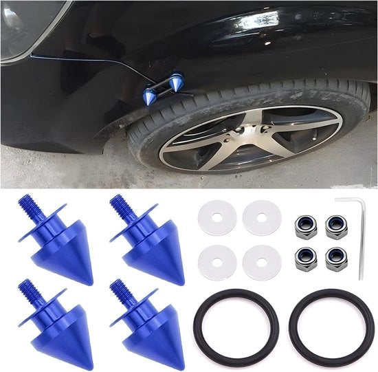 Set di chiusura bagagliaio in lega leggera - anello di rinforzo/attacco a distanza - anello in gomma - dado/chiodino - 15 pezzi - peso ridotto 134 g - set di fissaggio paraurti