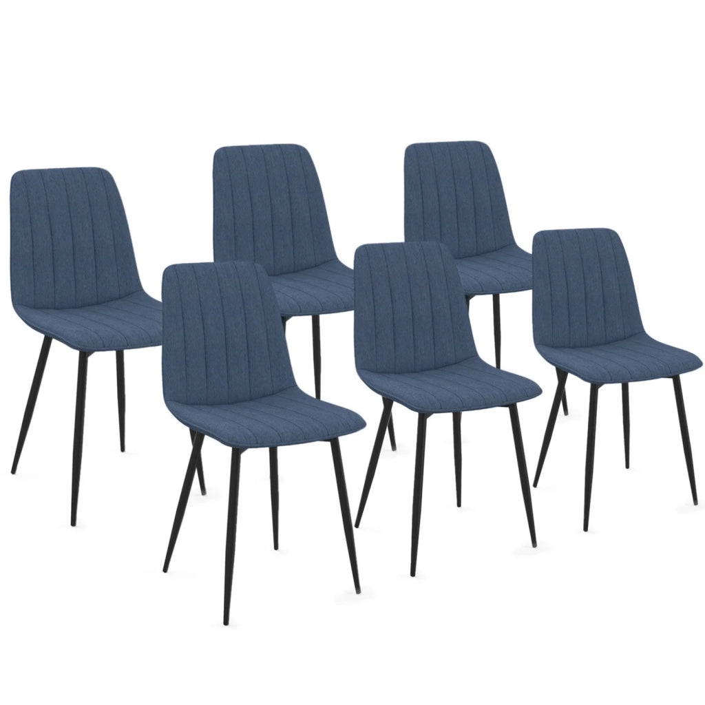 IDMarket - Set di 6 sedie da pranzo MIRA in tessuto blu