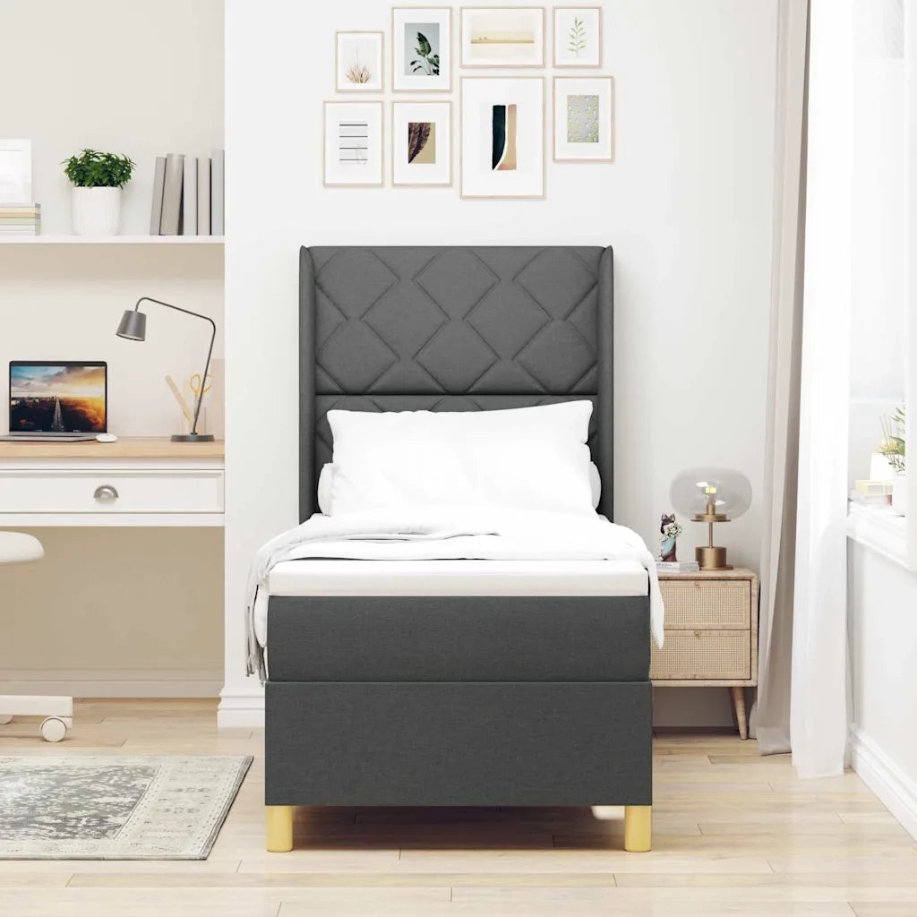 Letto a molle con materasso Grigio scuro 80 x 200 cm Tessuto 3341862