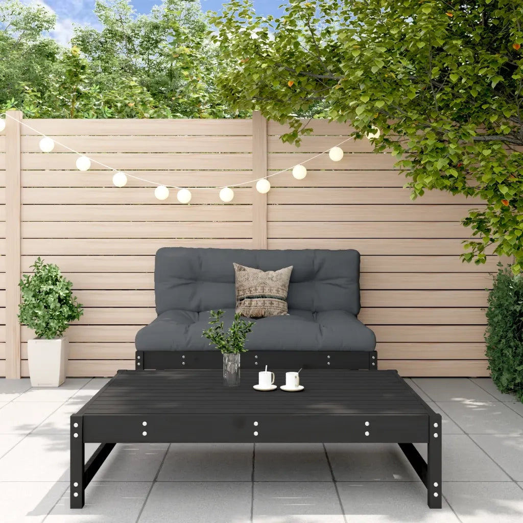 Salotto da Giardino-Set Salotto da Giardino 2 pz Nero in Legno Massello di Pino