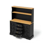 Credenza con 2 ante scorrevoli; LED e prese USB per cucina in MDF 120×40×150 cm nera