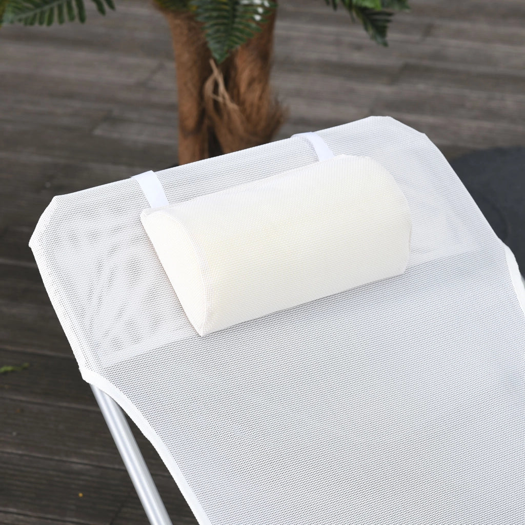 Sdraio da Giardino Pieghevole con Schienale Reclinabile e Cuscino, in Metallo e Texteline, 182x56x28 cm, Crema