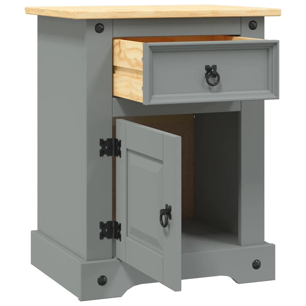 Comodino in Legno di Pino Messicano Corona Grigio 53x39x67 cm 282617