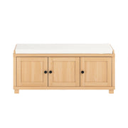 SoBuy Scarpiera da Ingresso con 3 ante, Panca Contenitore con Cuscino, Naturale, 104x35x47cm FSR188-N