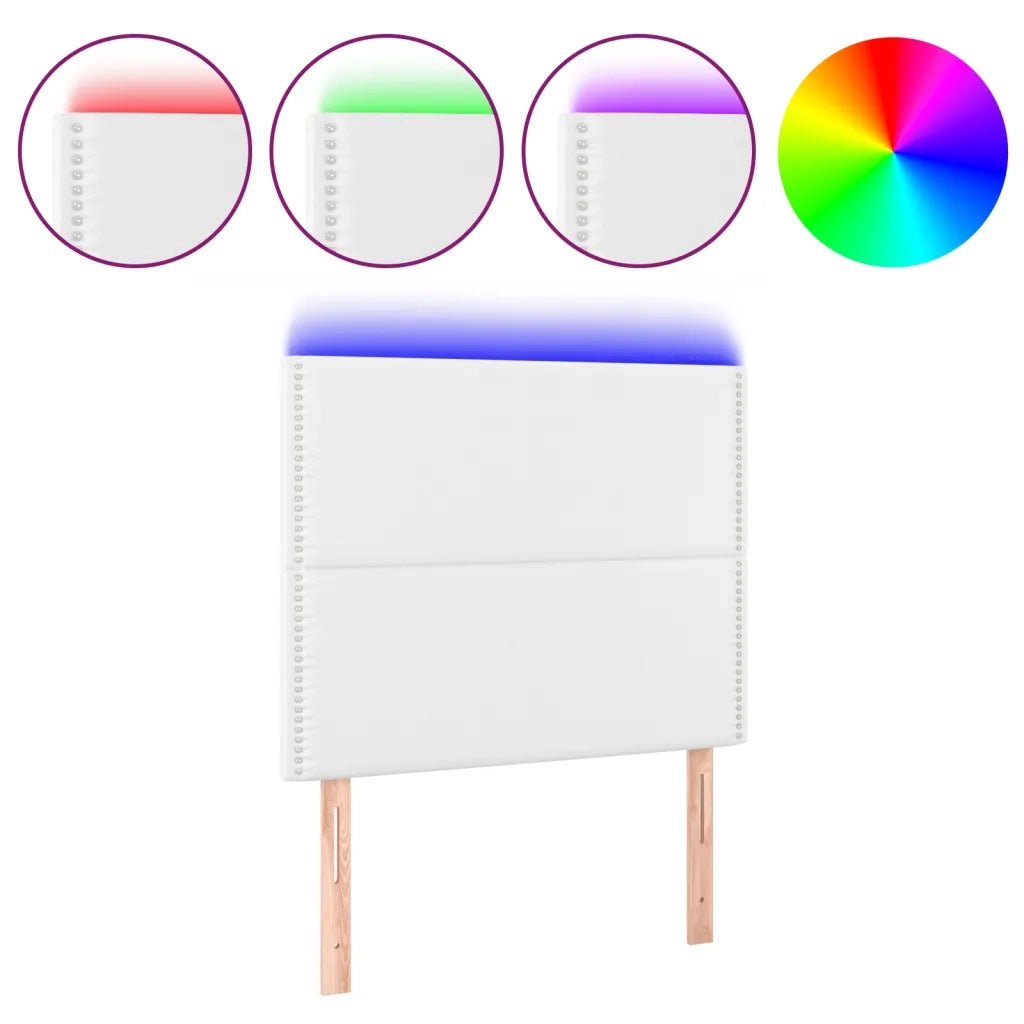 Testiera | Testata a LED Bianco 100x5x118/128 cm in Similpelle