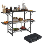 Tavolo da cucina pieghevole ¨C zephmum ¨C acciaio, alluminio, 2 ripiani, 2 piani