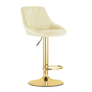 Sgabello girevole Kast in velluto beige e base oro