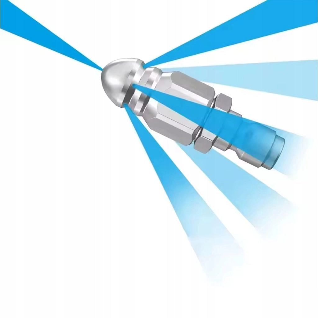 Ugello di Pulizia ClearFlow SteelJet 1/4 QuickConnect – Acciaio Inox | 1 Foro Frontale + 6 Posteriori