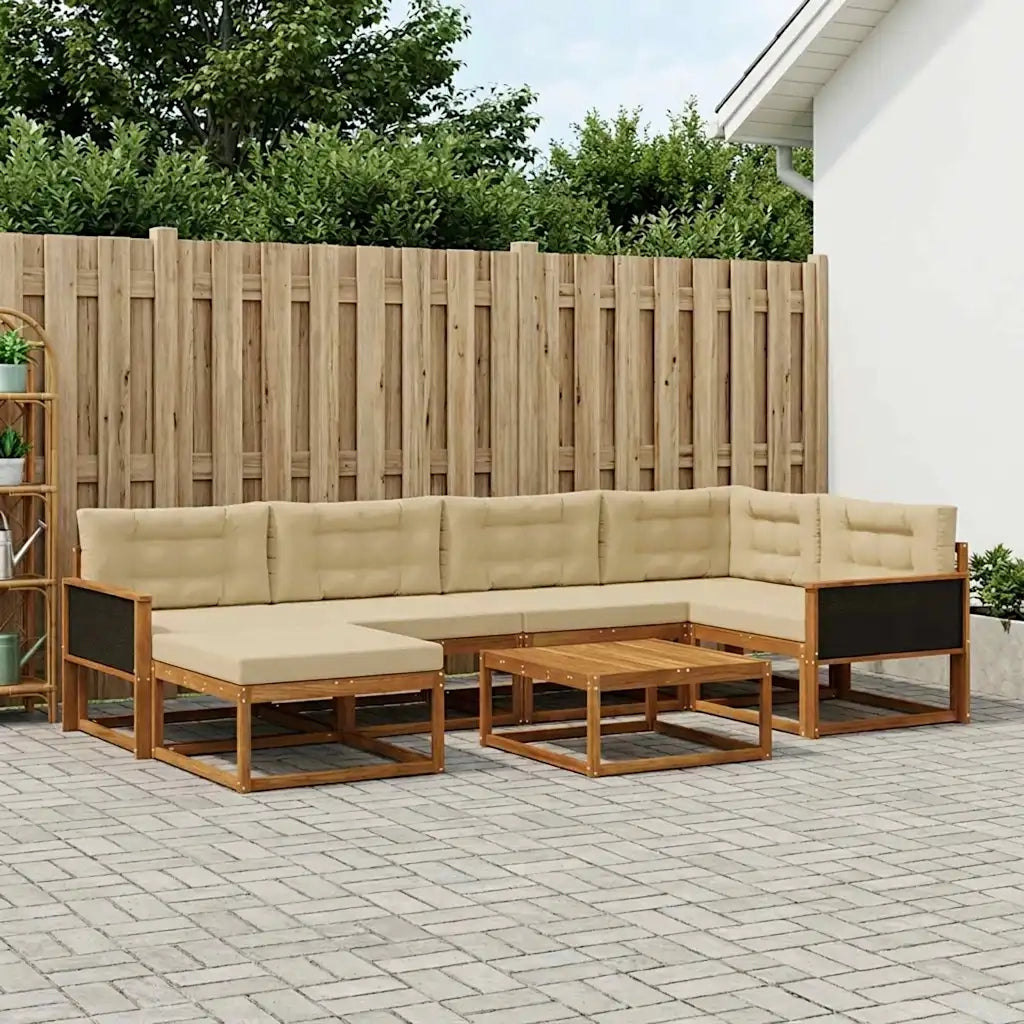 Set di divani da esterno con cuscino 7 pcs Naturale e Beige