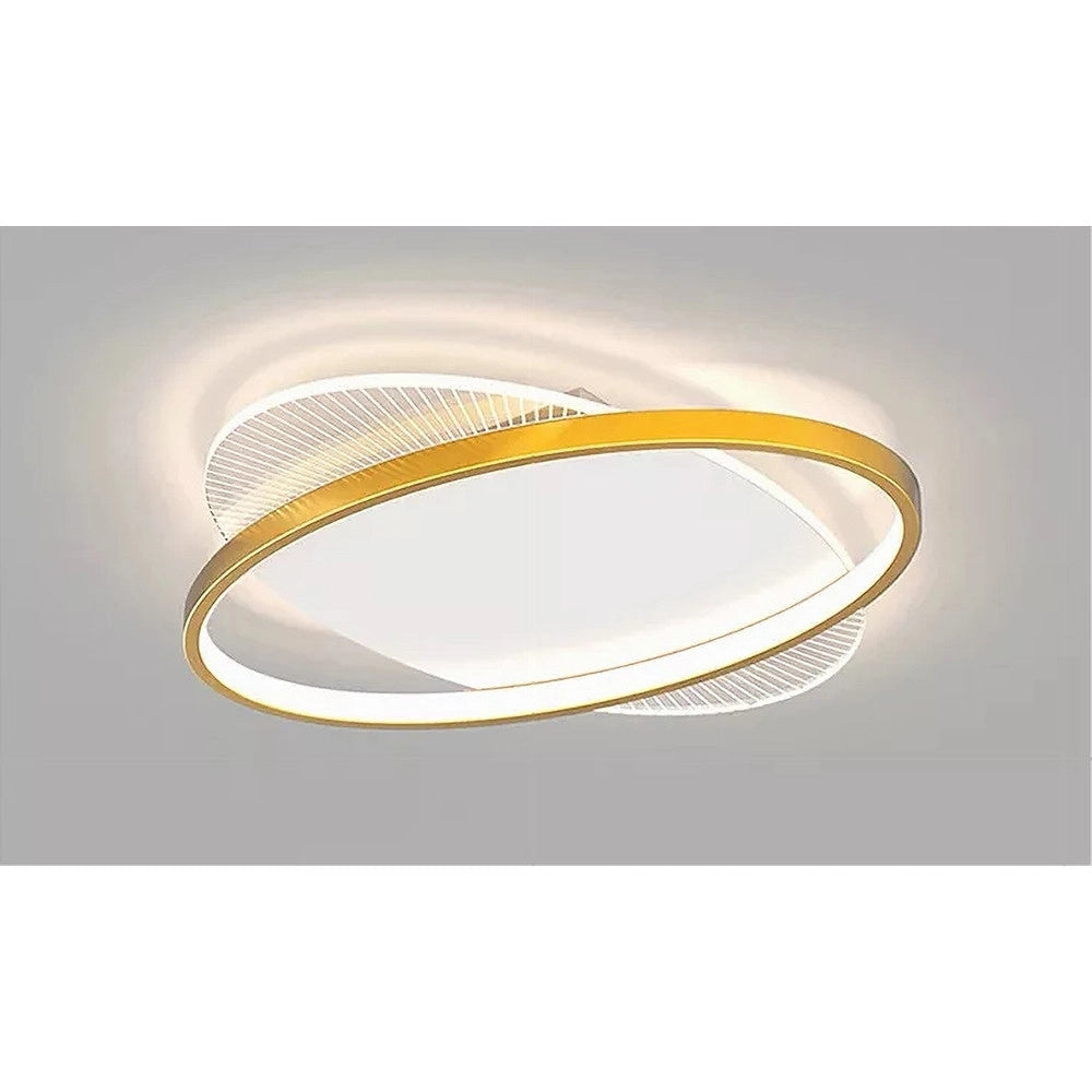 Trade Shop - Plafoniera Led 28 W Rotonda Oro Moderno Lampadario Soffitto Luce Naturale 71019 -