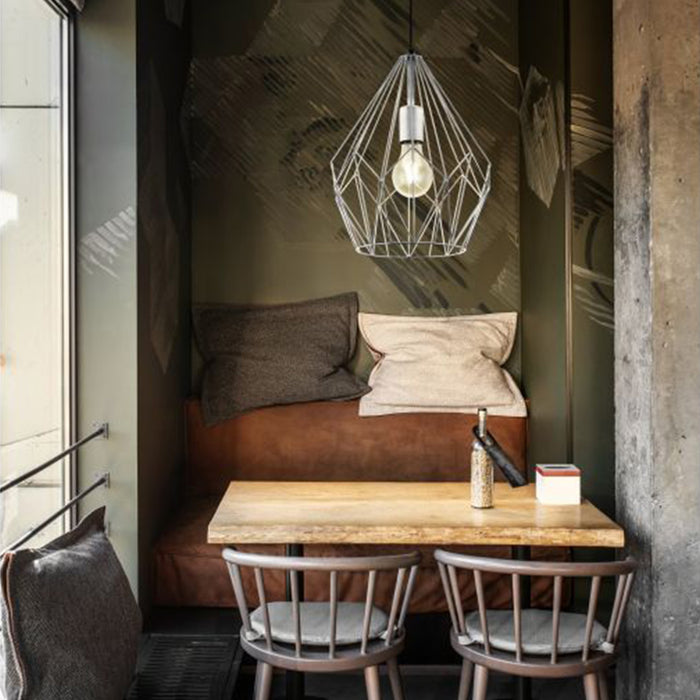 Sospensione Rustica-Country Cartlton Acciaio Argento 1 Luce E27