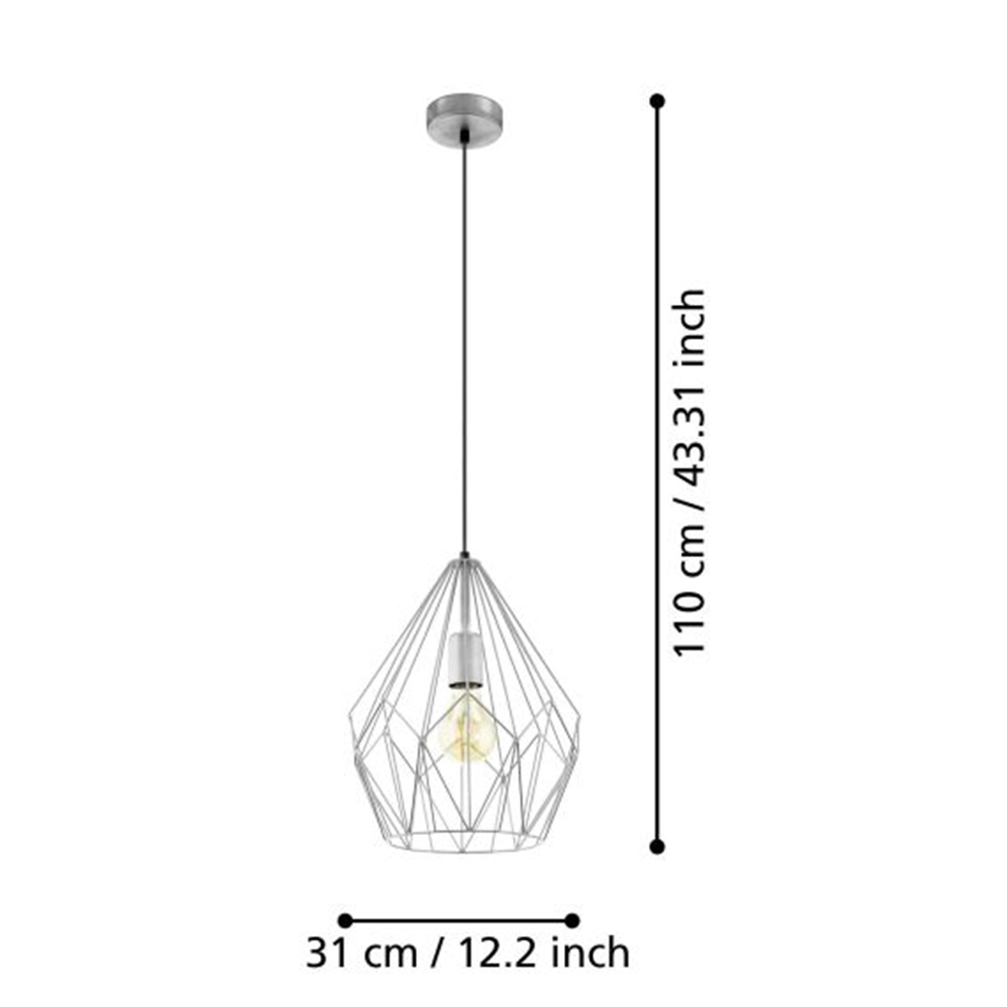 Sospensione Rustica-Country Cartlton Acciaio Argento 1 Luce E27