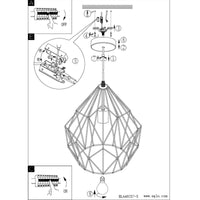 Sospensione Rustica-Country Cartlton Acciaio Argento 1 Luce E27