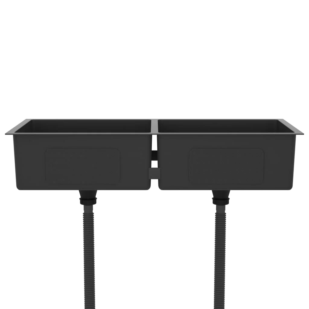 Lavello da cucina fatto a mano lavabo da cucina bagno arredamento per la casa 100 x 44 cm acciaio inox nero 02_0002474