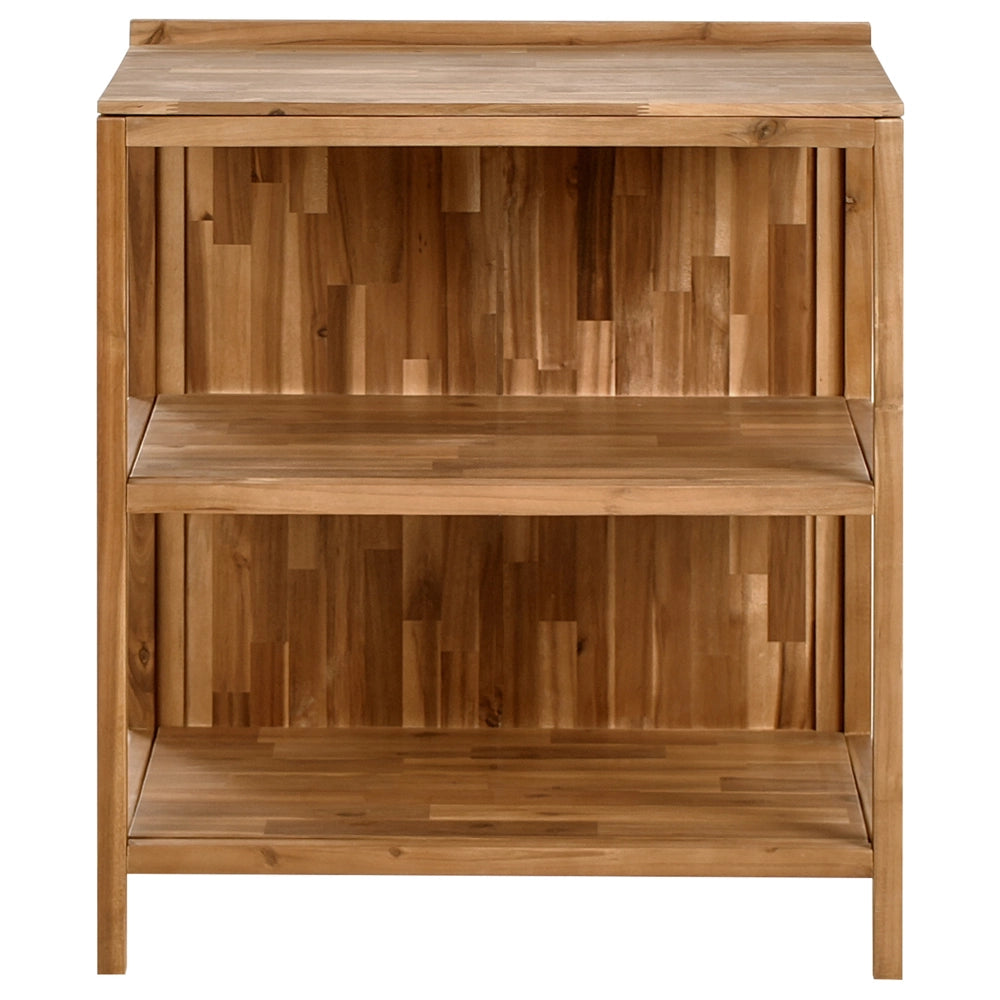Isola da cucina per esterni in legno di acacia marrone 2 ripiani con top 50 x 80 x 90 cm Giardino Cucina Pranzo