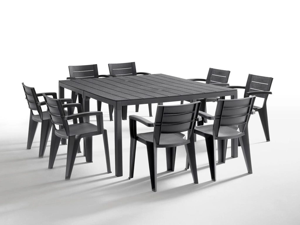 Tavolo da esterno Campana, Base per picnic, Piano da pranzo da giardino multiposizione, Banco outdoor multiuso, Made in Italy, 292x86 h74 cm, Antracite