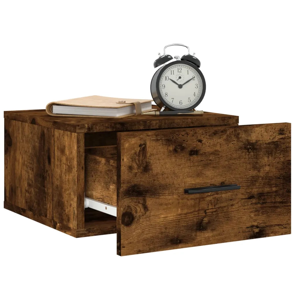 Comodini a Muro 2 pz Rovere Fumo 35x35x20 cm 829863