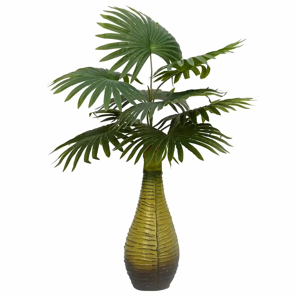 Pianta di Palma Artificiale 9 Foglie 65 cm Verde