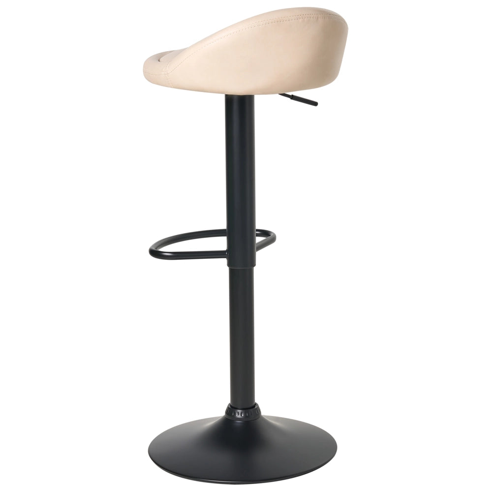 Set di 2 sedie da bar Beige chiaro rivestito in ecopelle Poggiapiedi nero girevole regolabile in altezza Moderno