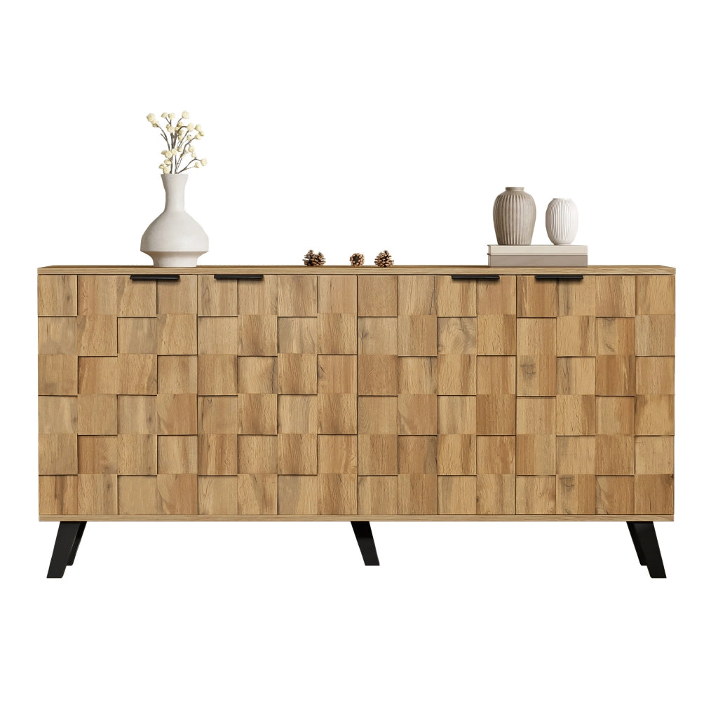 Credenza moderna 4 ante in legno con ripiani regolabili 160,5x35,5x78 cm