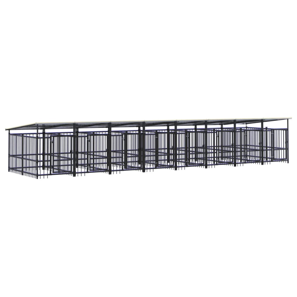 Gabbia per Cani da Esterno con Tetto in Acciaio 15,02 mÂ² cod mxl 44300