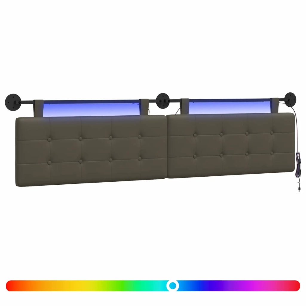 Testiera sospesa Con luce LED Grigio Similpelle