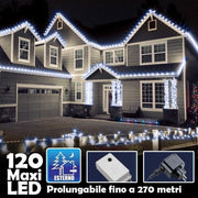 Trade Shop - Catena Luminosa Natalizia 100led Bianco Freddo Con Flash 9mt Esterno Prolungabil -