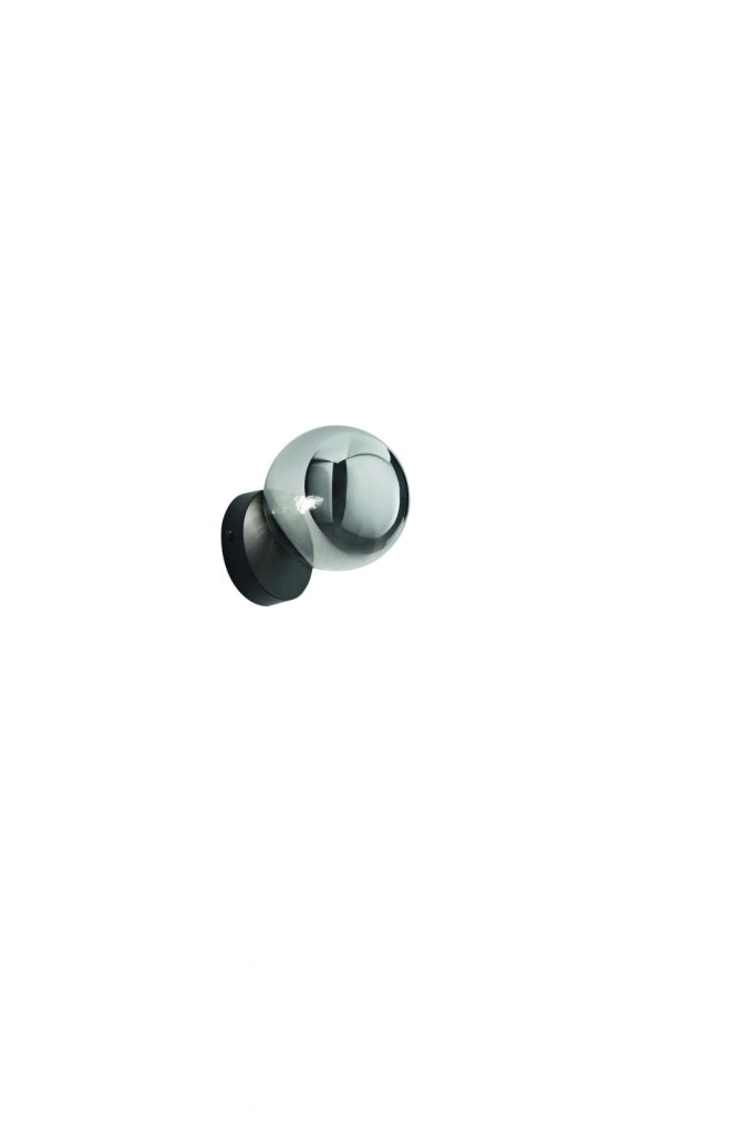 PALLINA APPLIQUE 1 LUCE ATTACCO G9 NERO CON SFERA FUME' D.14CM