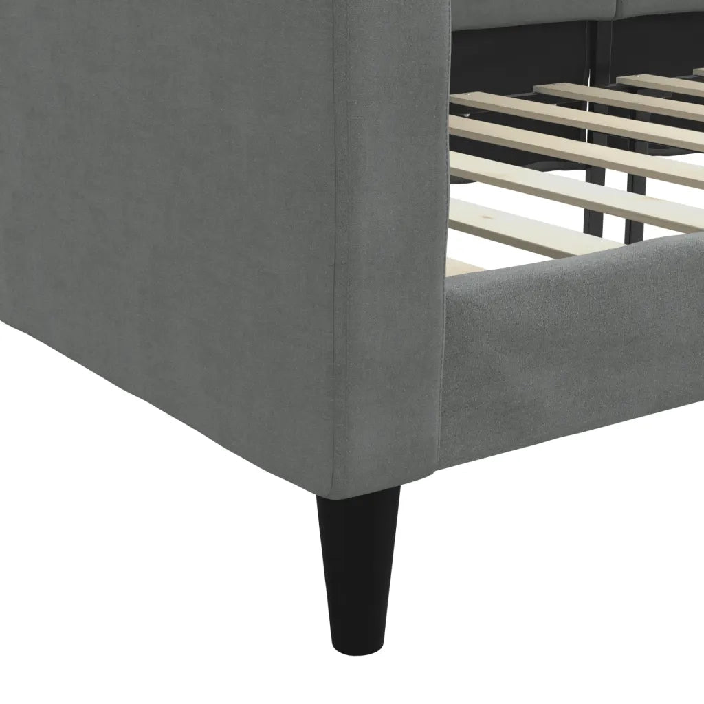 Letto singolo | Letto per adulti | Letto da Giorno Grigio Scuro 100x200 cm in Tessuto