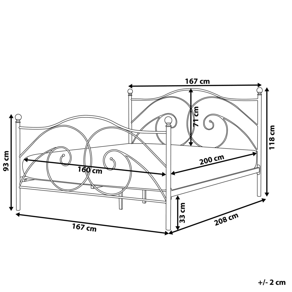 Letto 160 x 200 cm struttura in metallo bianco rete a doghe retrò