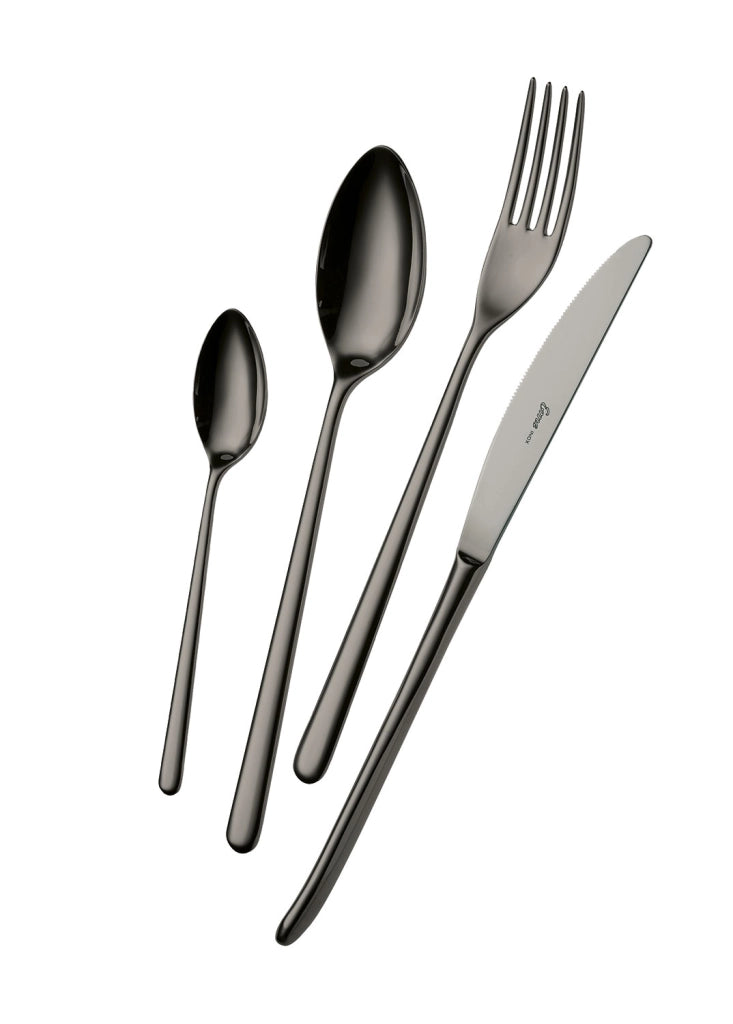 Servizio Set di Posate 24 Pezzi in Acciaio 18/10 PVD Eme Venice Gun Metal