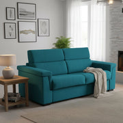 Benedetto, Divano Letto 3 Posti Sfoderabile Made in Italy, 225x95 cm Azzurro