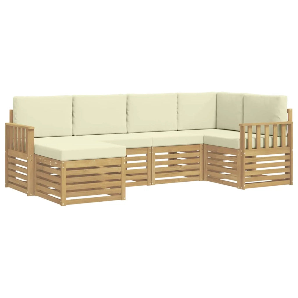 Set di divani da esterno 6 pcs Bianco e Crema Poliestere 3392105