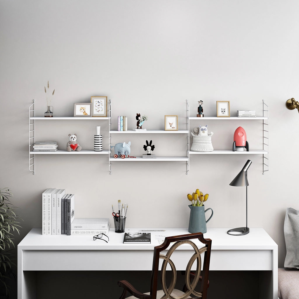 Set di 4 Scaffali da Parete Strängnäs a 3 Ripiani Regolabili  50 x 60 x 15 cm Acciaio Bianco [en.casa]